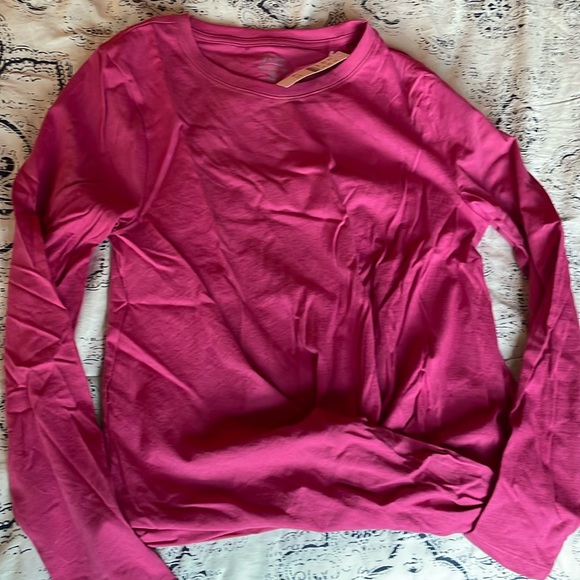 New J.Crew Pink long sleeve twist-front top  - size M - Picture 2 of 3